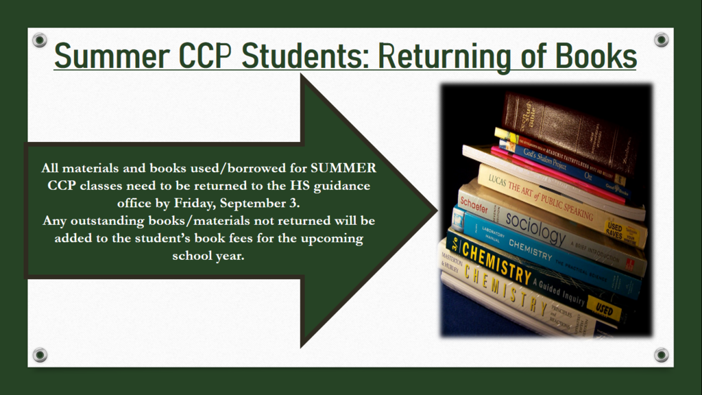 Summer CCP Students: Returning of Books
